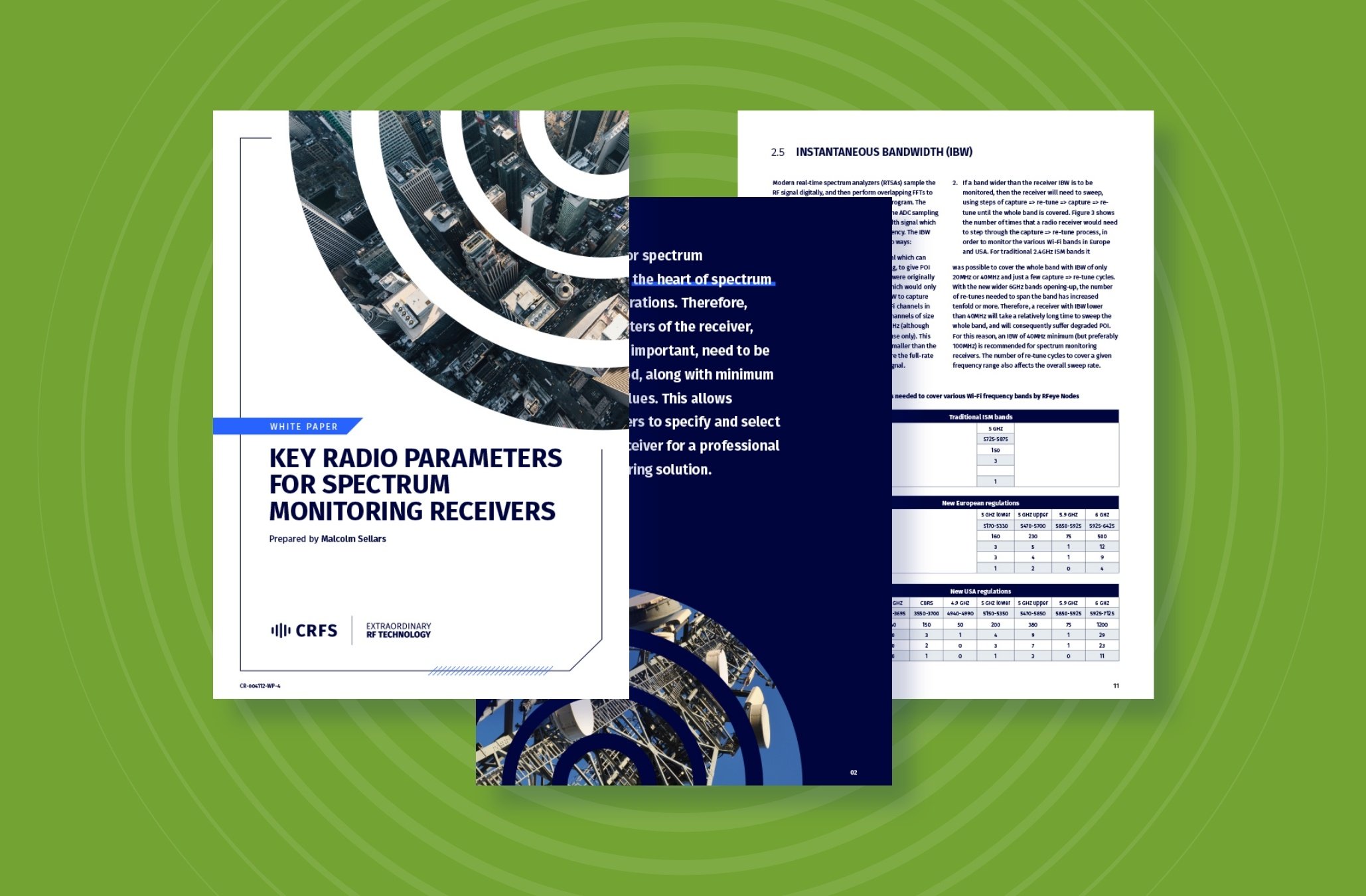 Key radio parameters for spectrum monitoring receivers